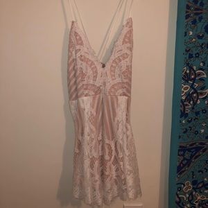 Pink lace romper